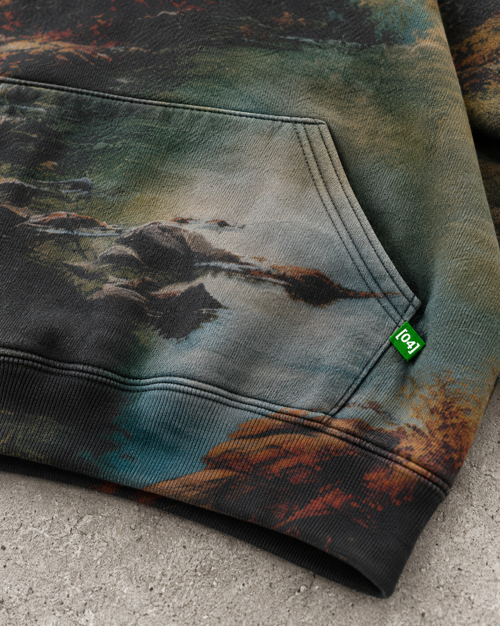 Forest Print Pocket with Green Tab