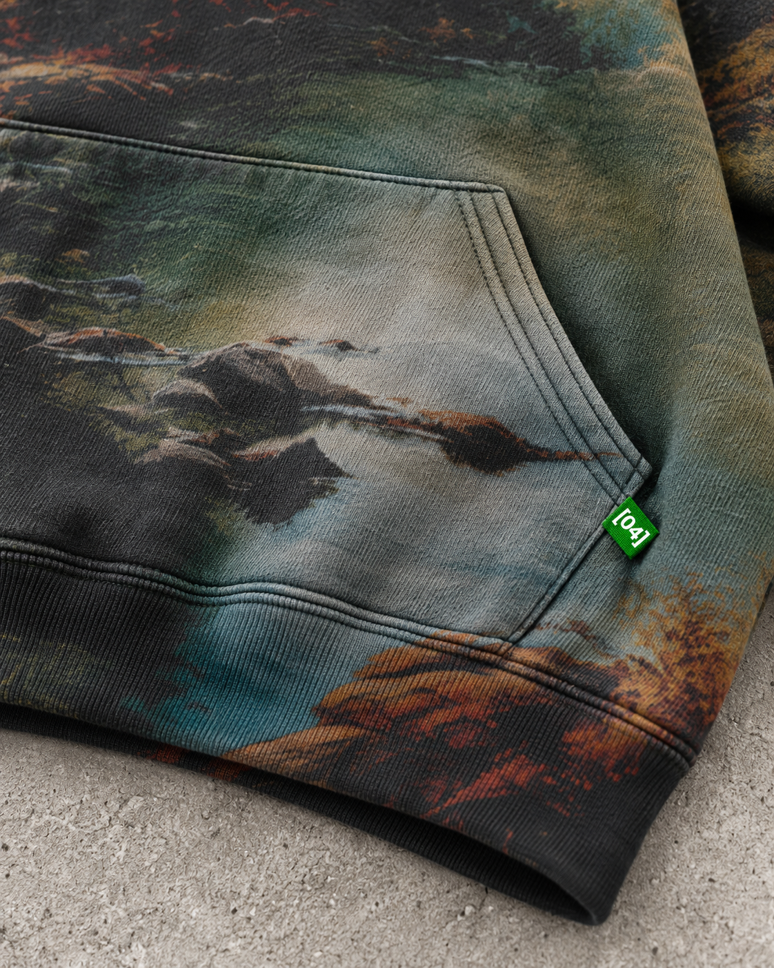 Forest Print Pocket with Green Tab